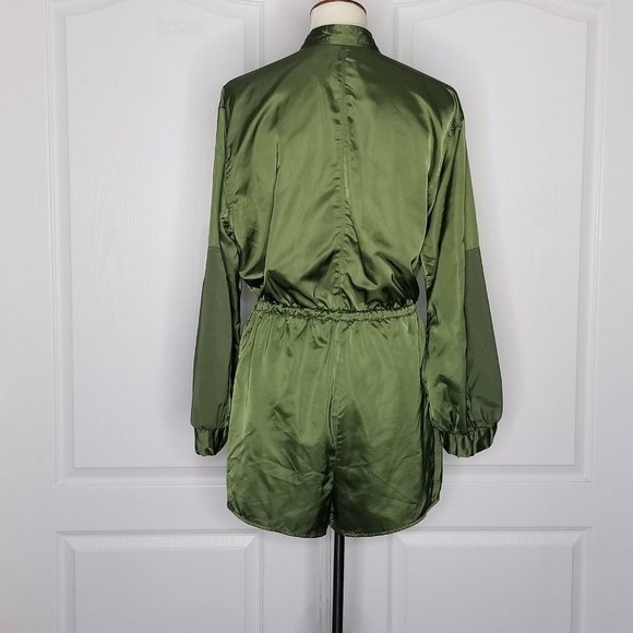 HUNTER Romper Olive Green Utility M Satin Long Sleeve - Picture 7 of 13